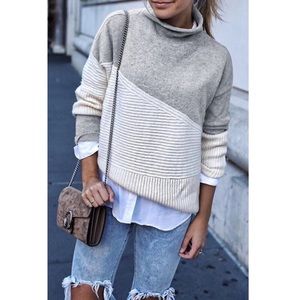 Bohmoi sweater khaki-white patchwork